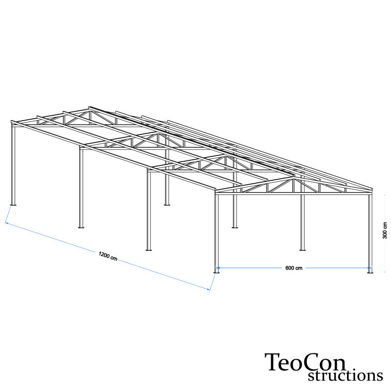 Metalna konstrukcija za montažnu halu 6x12x3m